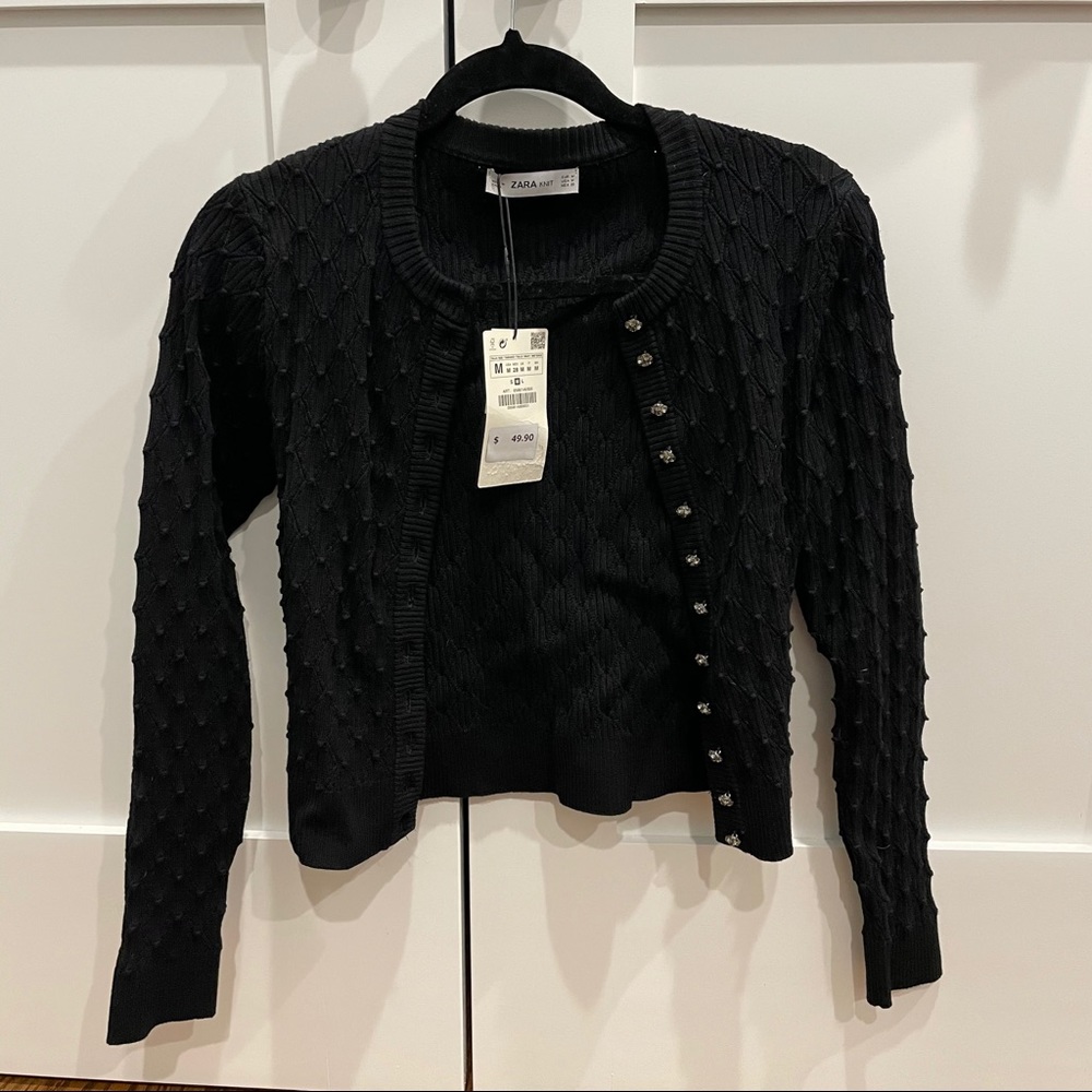 FLASH SALE - Zara - Cardigan with Jewel Buttons